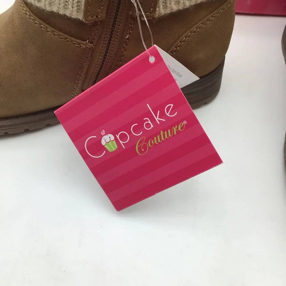 Cupcake Couture Lil Fawn Girls Tan Faux Suede Cuff‎ Ankle Boots Size 12 M NEW